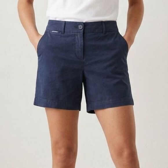 LOFT Pants - LOFT Womens Navy Blue Chino Shorts Size 8 Mid Rise Flat Front Pant